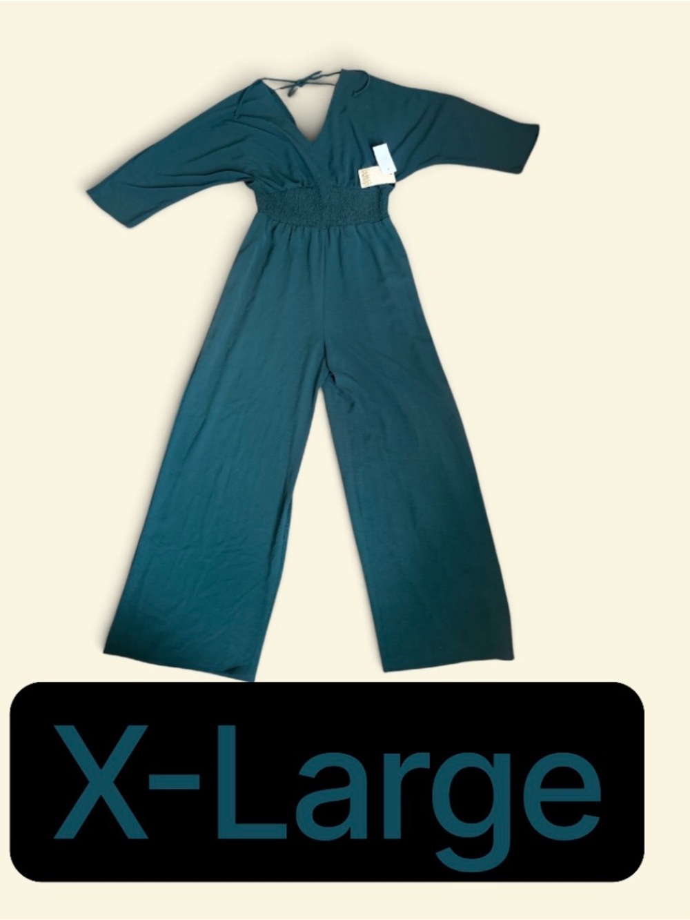BeBop Teal Wide-Leg Smocked-Waist Jumpsuit